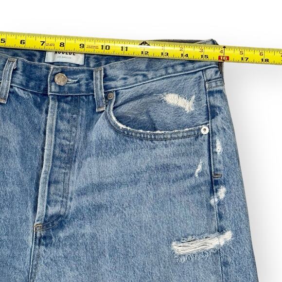 Agolde Light Blue Distressed Straight Leg Jeans - Picture 8 of 15